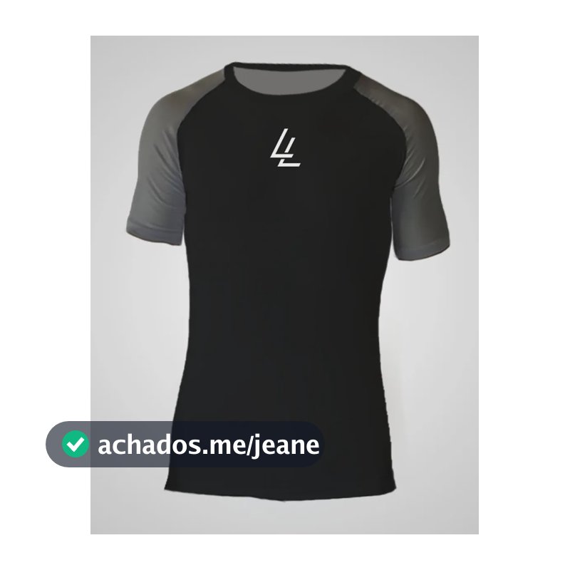 Rash Guard Kids Infantil Jiu Jitsu Cinza Ll Preto Liso 14