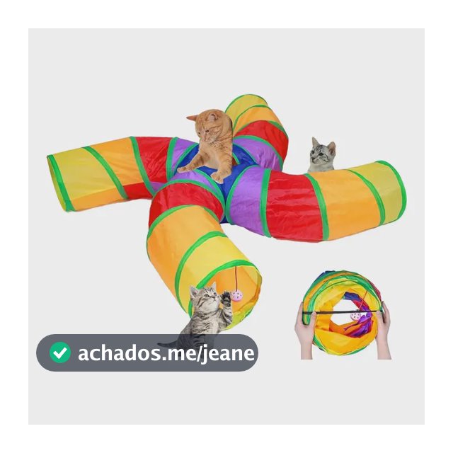Brinquedo Gato Tunel Para Gato Interativo Dobrável 4 Saídas Colorido