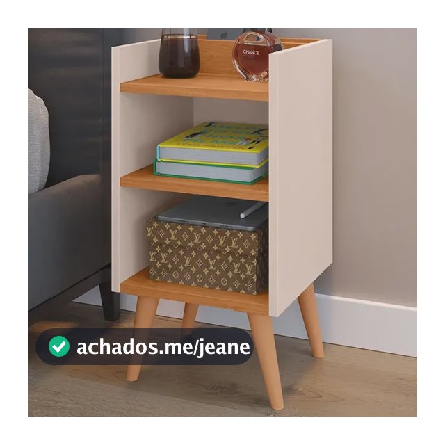 Criado Max Mudo Com Pés Retrô Porta Celular Nichos Compacta Acabamento Brilhante Cor Off White/cinamomo