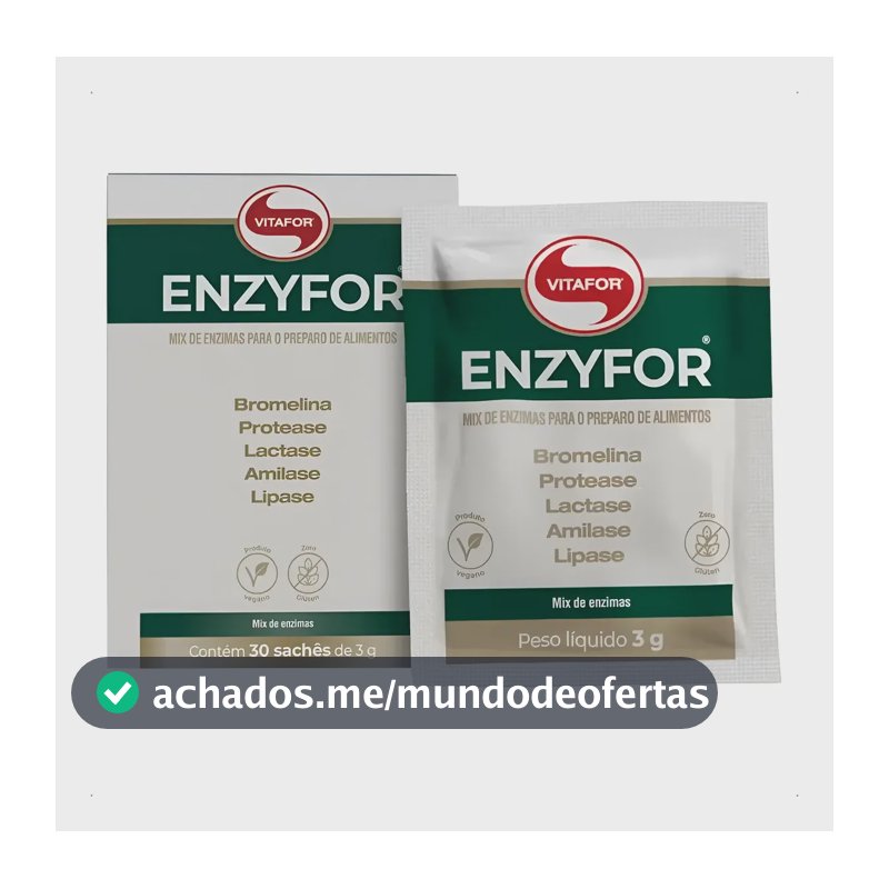 Vitafor | Enzyfor 30 Sachês 3g | Mix Enzimas Digestivas Plus No Flavor
