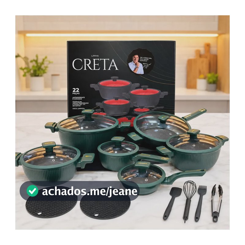 Conjunto De Panelas De Cerâmica Creta Antiaderente Casalar Verde