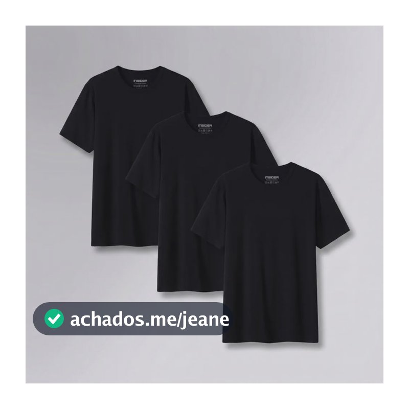 Kit 3 Camisetas  Light T-shirt Insider Preto Liso M