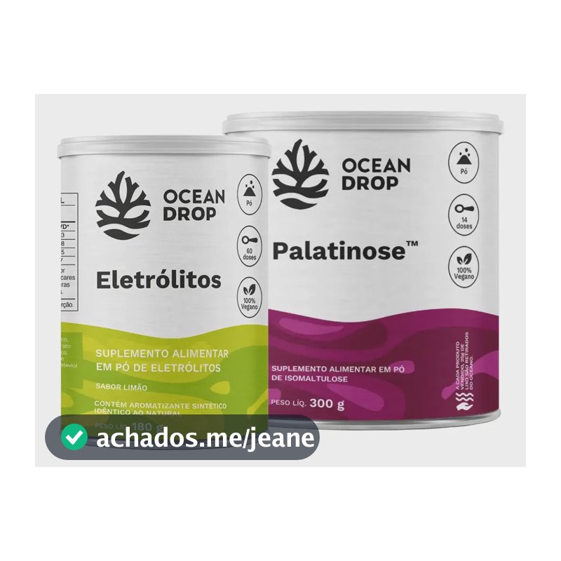 Kit Eletrólitos Sódio Potássio Fósforo Palatinose Ocean Drop Eletrolitos 180g Palatinose 300g