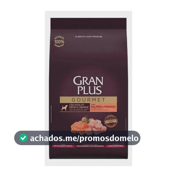 Ração Seca Gran Plus Gourmet Cães Adultos Médios Grandes Salmão Frango 10,1 kg