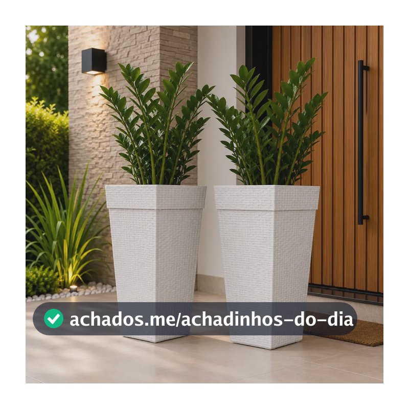 Kit 2 Vasos 10 Litros Coluna Rattan Reforçado Para Plantas E Marmorizado