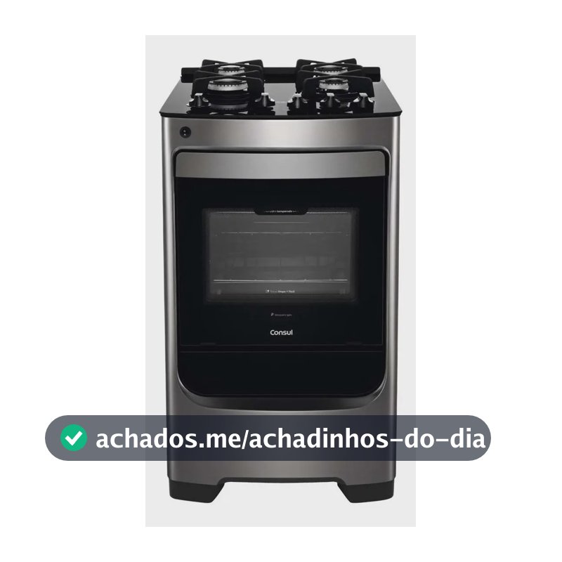 Fogão Consul 4 Bocas Inox Mesa de Vidro CFO4VAR