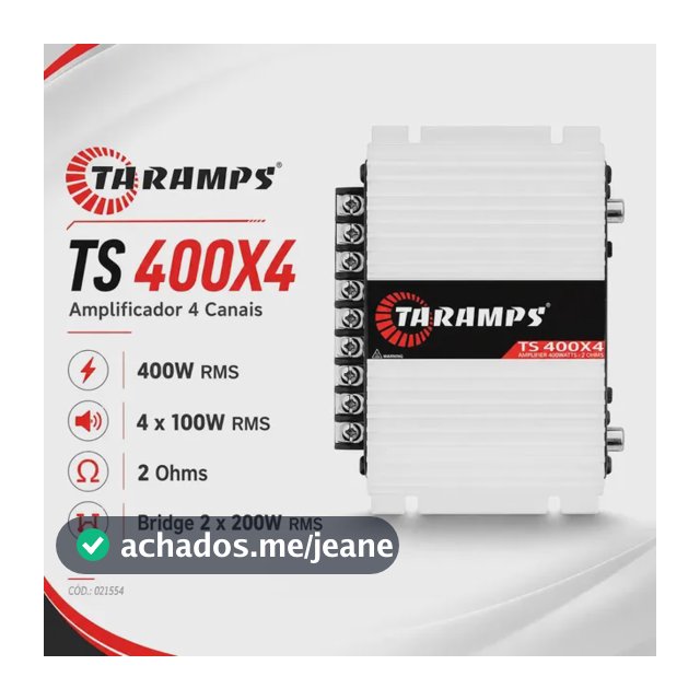 Modulo Taramps 400 Rms Ts-400 Ts400x4 T400 4 Canais Branco