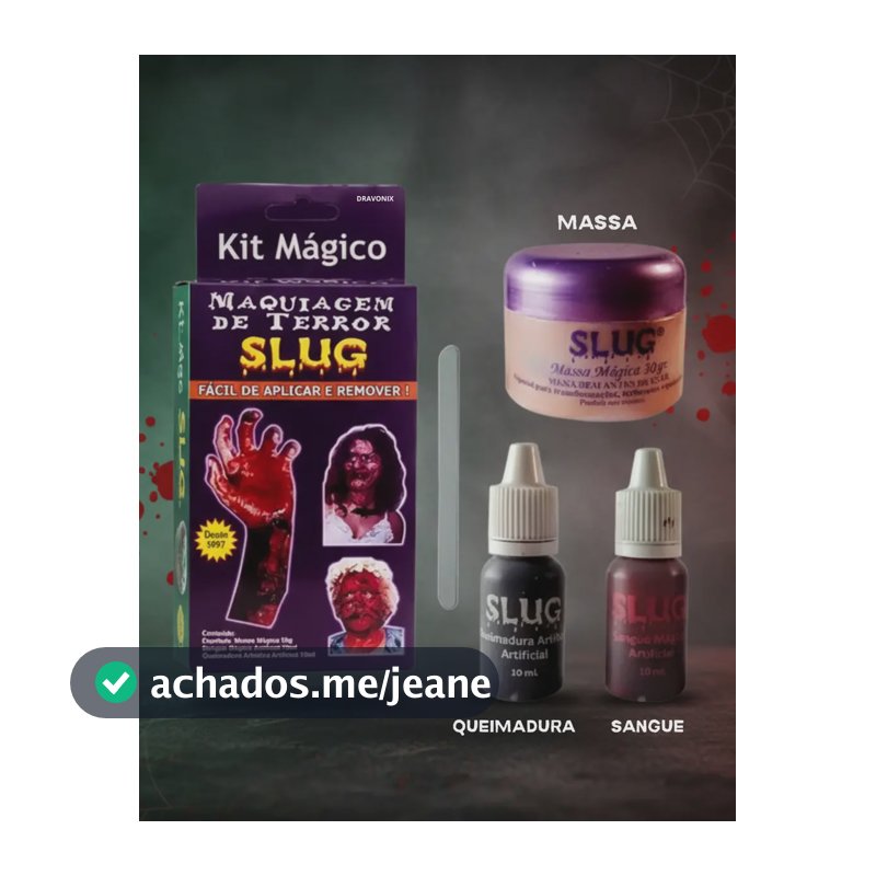 Kit Maquiagem De Terror Halloween + Massa + Ferida Falsa Queimadura Sangue Falso Artificial Zumbi Cosplay Slug - Dravonix