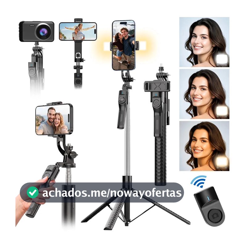 aweshine Tripé / Bastão Para Celular Portátil Até 1,90 M Com Controle,Celular 360° Rotação para Celular、Câmera、Vlog E Gopro