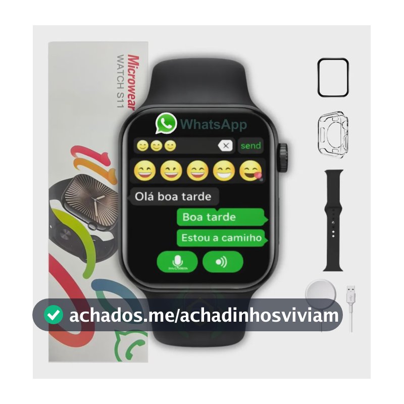 Relogio Smartwatch S11 Serie 11 47mm Amoled Gps Nfc Whatspp Preto