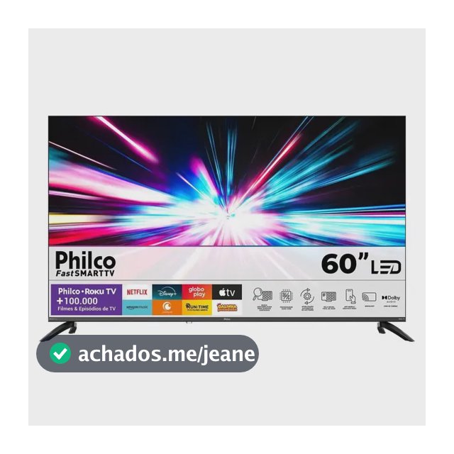 Smart TV Philco 60" P60VIK 4K UHD LED Roku Dolby Audio Wi-Fi HDR10