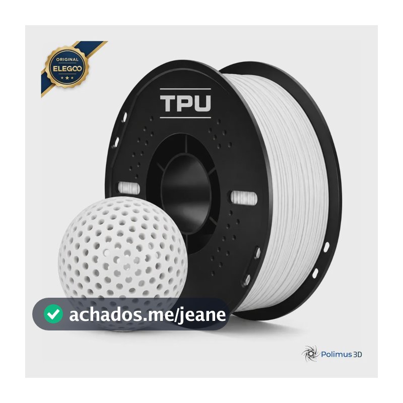 Filamento De Impressora 3D TPU 95A Cor BRANCO White 1.75mm Flexivel Brilho Premium Para Imprimir Peças 3D Impressão 3D Modelagem Miniaturas Enfeites e Projetos Polimus 3D
