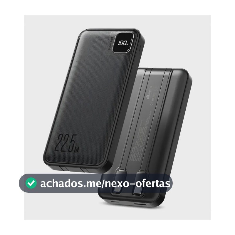 Power Bank 10000 mah Turbo 22.5w Carregador Portátil Display Digital Usb C Universal iPhone Samsung Xiaomi Motorola Audiophile
