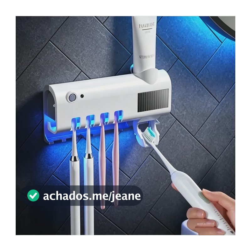Porta Escova De Dente Com Esterilizador Uv E Dispenser Autom Branco