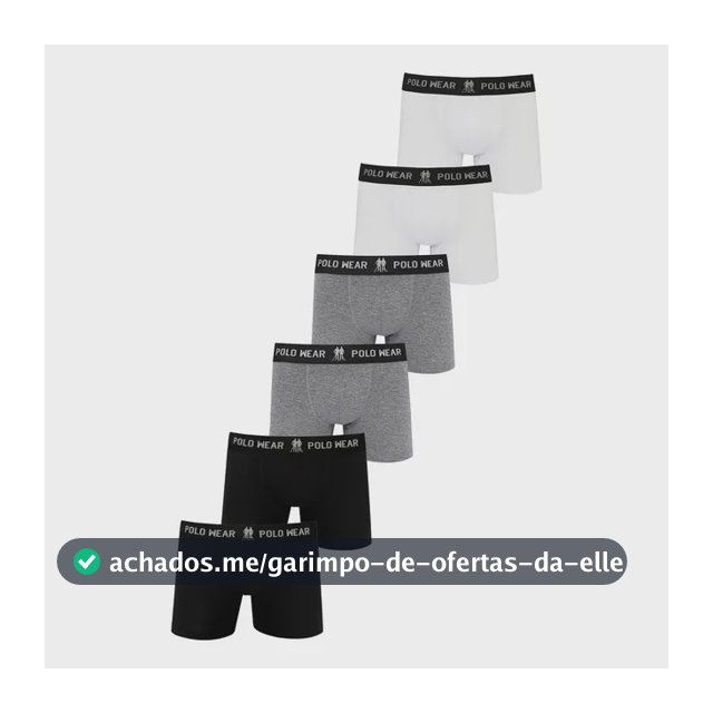 Kit 6 Cuecas Boxer Algodão Polo Wear
