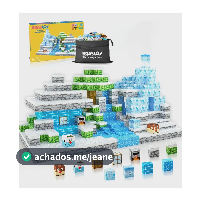 Bloco Magnético Infantil Kit 54 Cubo Construção Brinquedo 54 Blocos - 54