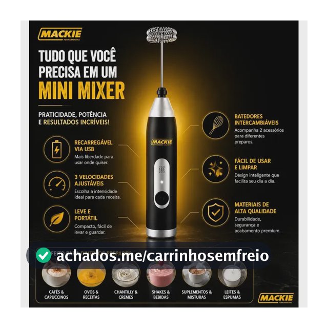 Mini Mixer Elétrico Portátil Misturador De Bebidas Café Leite Cappuccino Whey Protein Shake Ovos Espumador Batedor Fouet Inox Compacto Cozinha Drinks Mackie Ferramentas