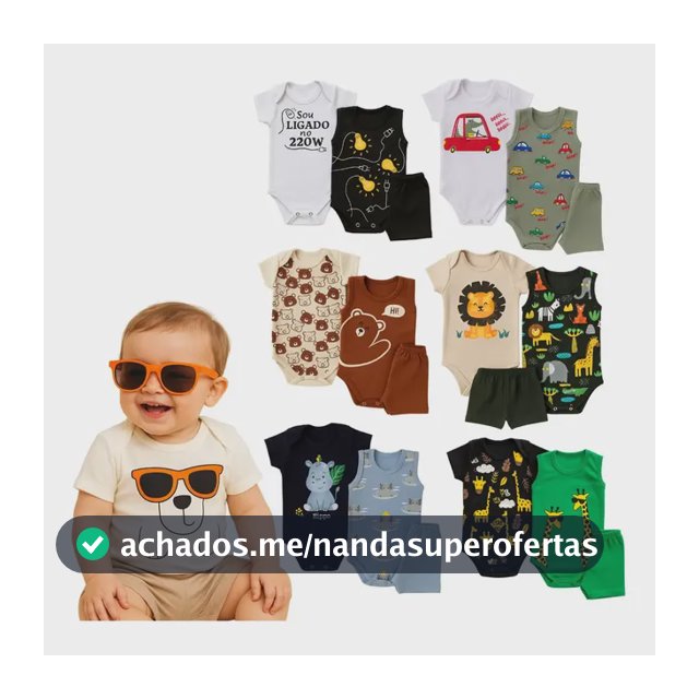 Kit 9 Peças Body Bebê Menino Verão Algodão Roupas Full