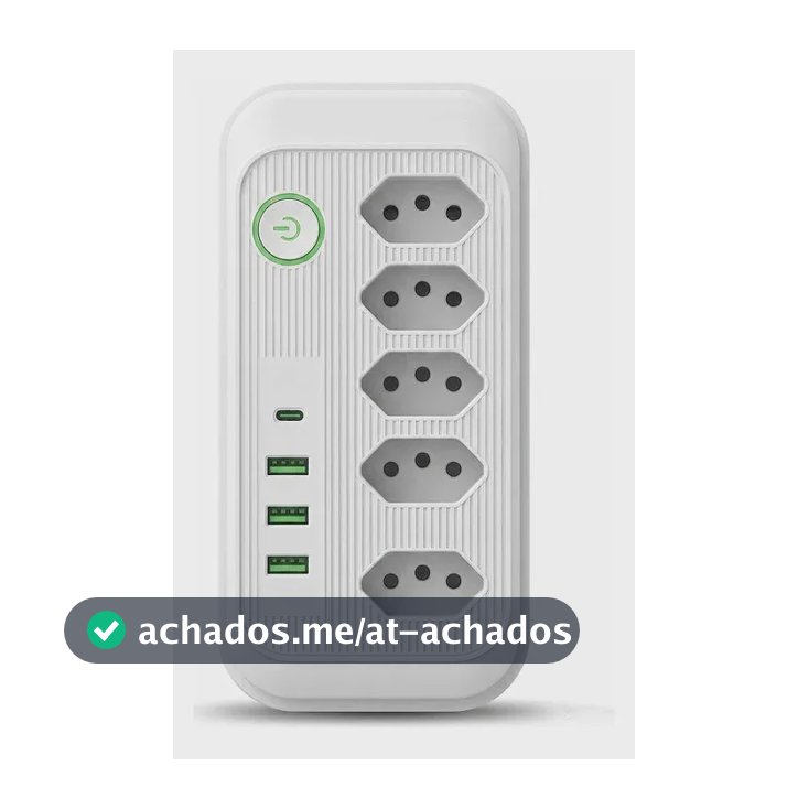 Extensão Elétrica Tomadas Usb Type-c Bivolt Filtro De Linha Branco Jxb95+3+1