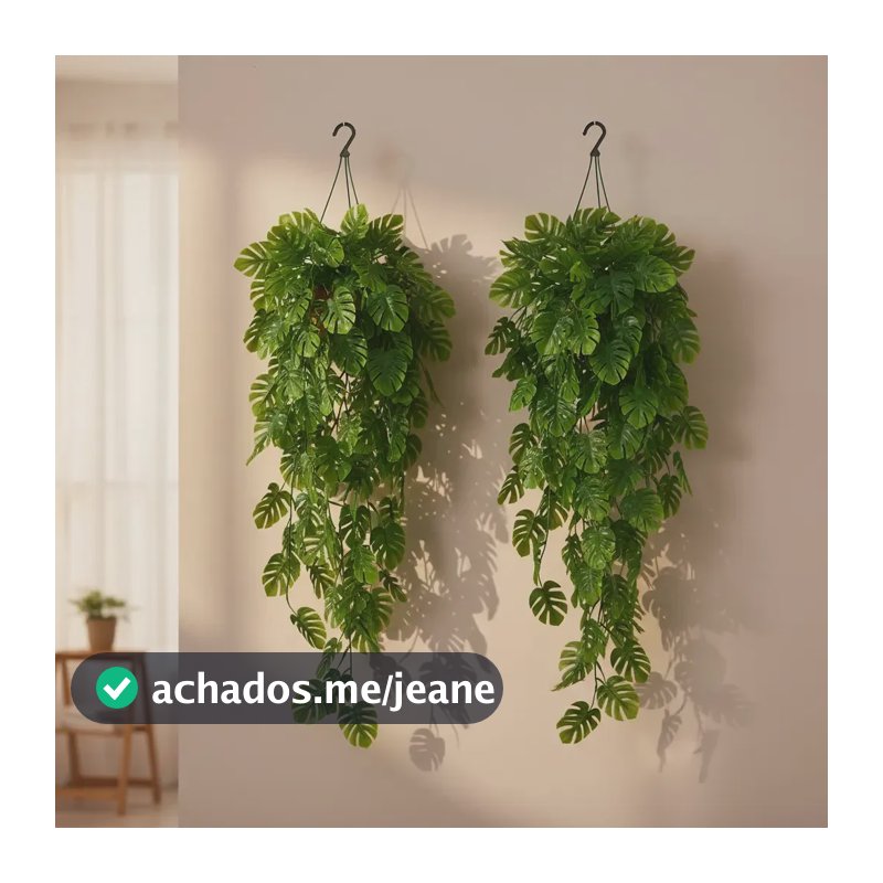 2 Pendentes Costela De Adão Artificial Jardim Vertical Ramos Folhagem Decoração Pendurar Planta Artificial