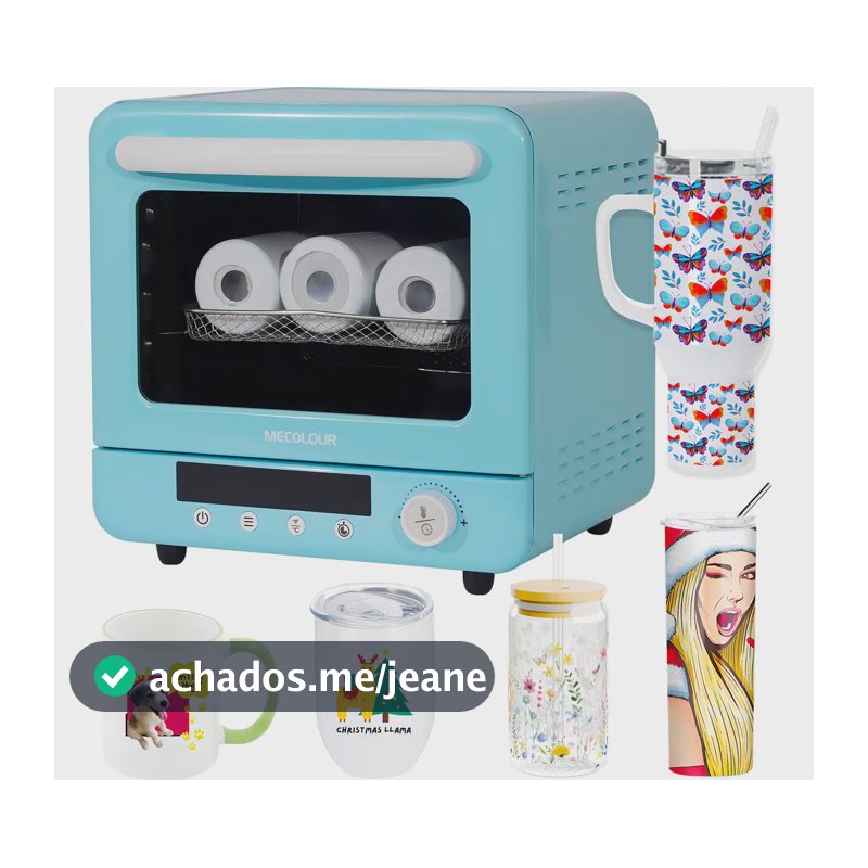 Prensa Térmica Sublimadora Mecolour 20L Azul Para Canecas e Copos