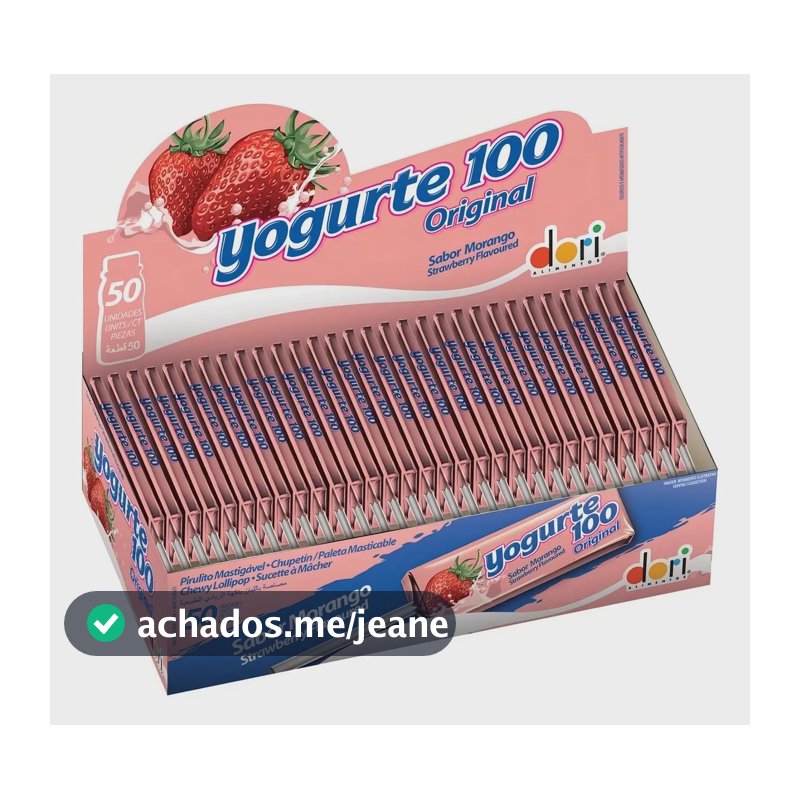 Pirulito Dori yogurte100 morango sem glúten 560g caixa com 50 unidades