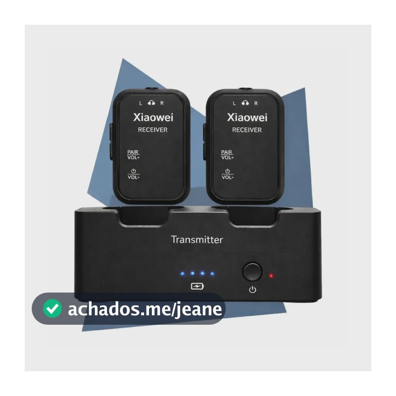 Sistema Monitor In Ear Sem Fio Xiaowei WP-12 para Retorno Profissional de Banda e Igreja – Kit com 1 Transmissor + 2 Receptores