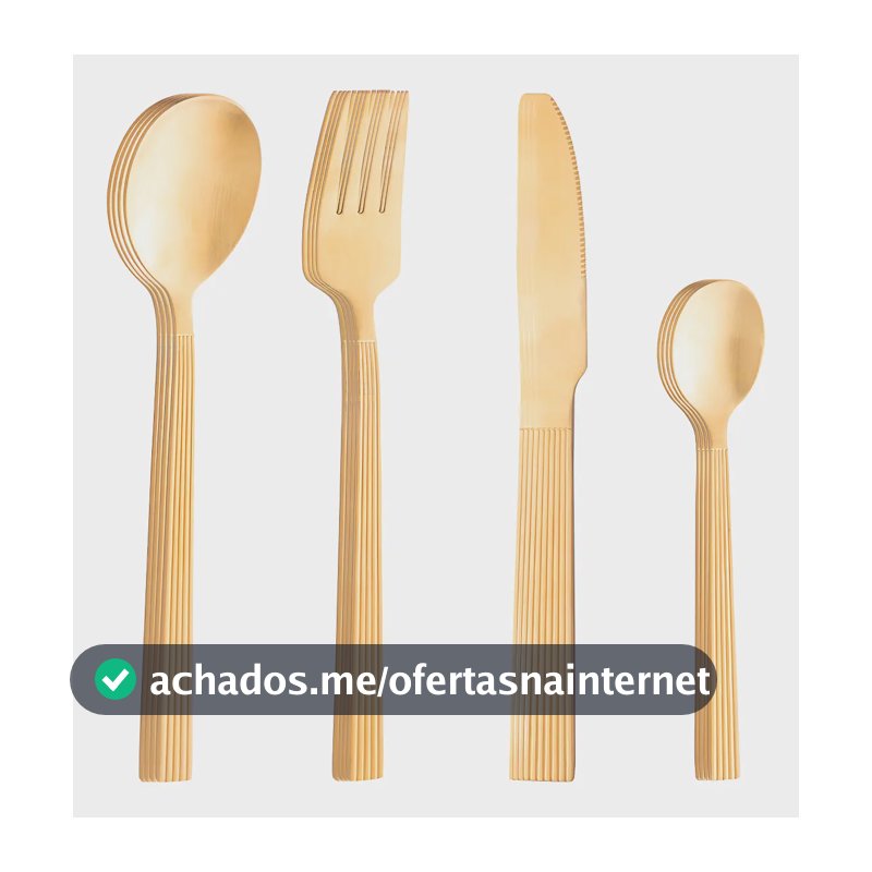 Faqueiro 16 Peças Lyor Athenas De Aço Inox Dourado Azul