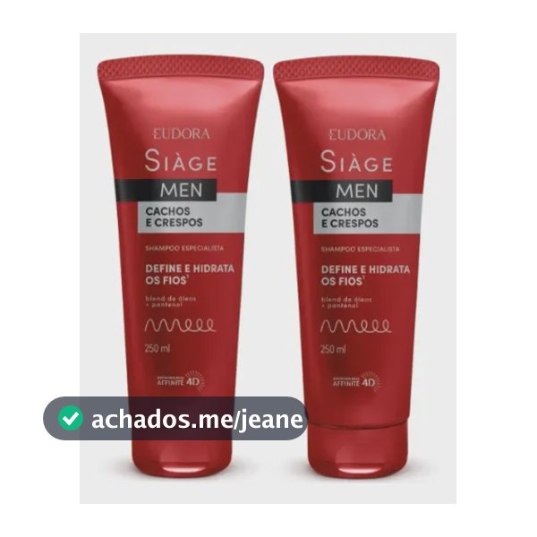 Kit Siage Men: 2 Shampoos  Cachos E Crespos 250ml