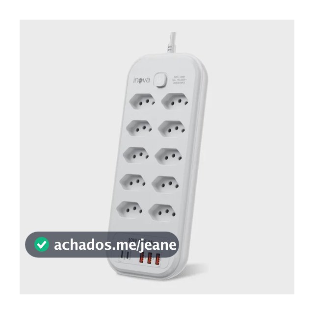 Filtro De Linha Régua Extensão 10 Tomadas Com 3 Usb E 2 Pd Branco 127/220v