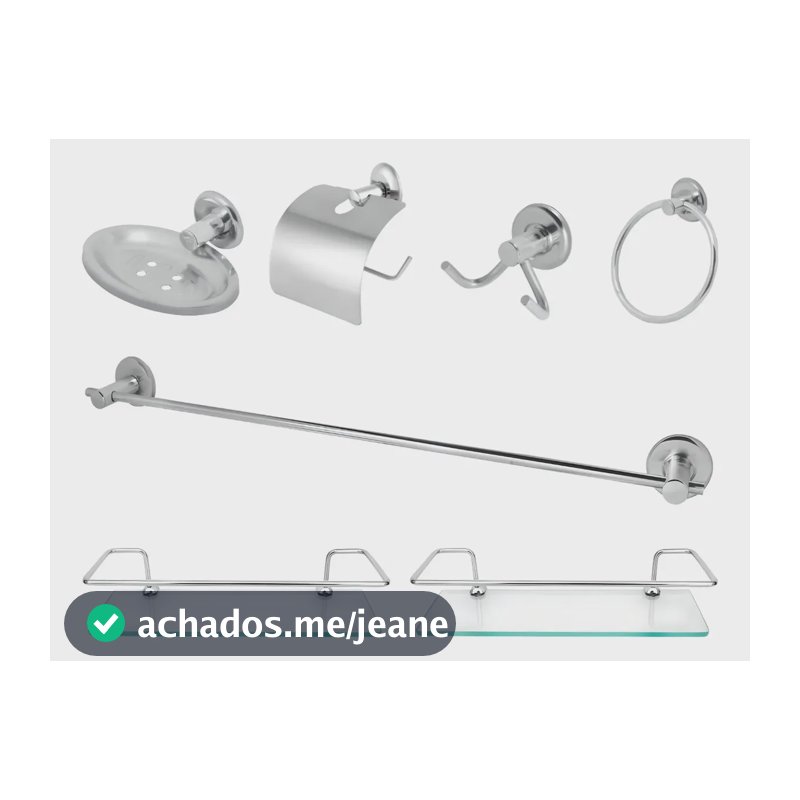Kit Acessórios Banheiro Inox Lavabo Conjunto +2porta Shampoo Prateado