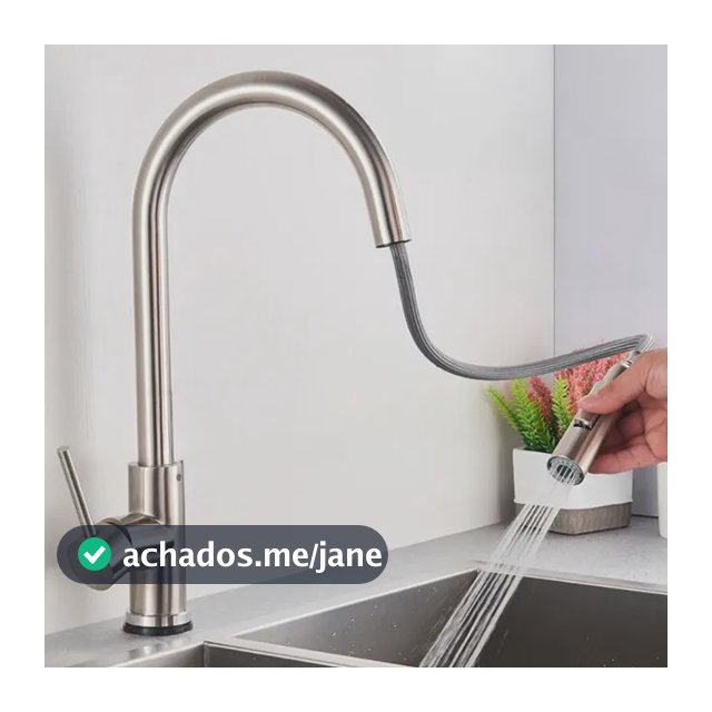 Torneira Para Pia Cozinha Bancada Gourmet Monocomando Escovada Acabamento Aço Inox 304 Cor Prateado Escovado Winda Prateado Escovado