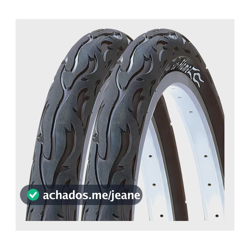 Par Pneu Kenda Flame 26 X 2,125 Para Bicicleta Slick Balão Preto