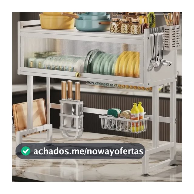 Escorredor De Pratos Louça Preto Cozinha Suspensa 65cm 18pçs Branco