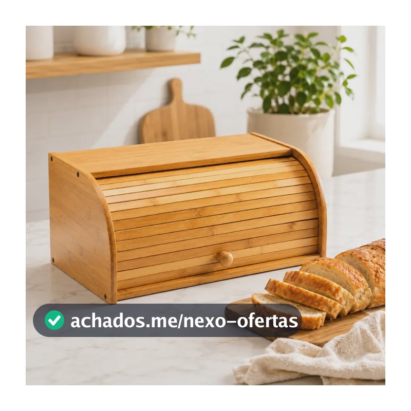 Porta Pão Bambu Grande Tampa Retrátil Cozinha Organizada Bambu Porta Pao Bambu