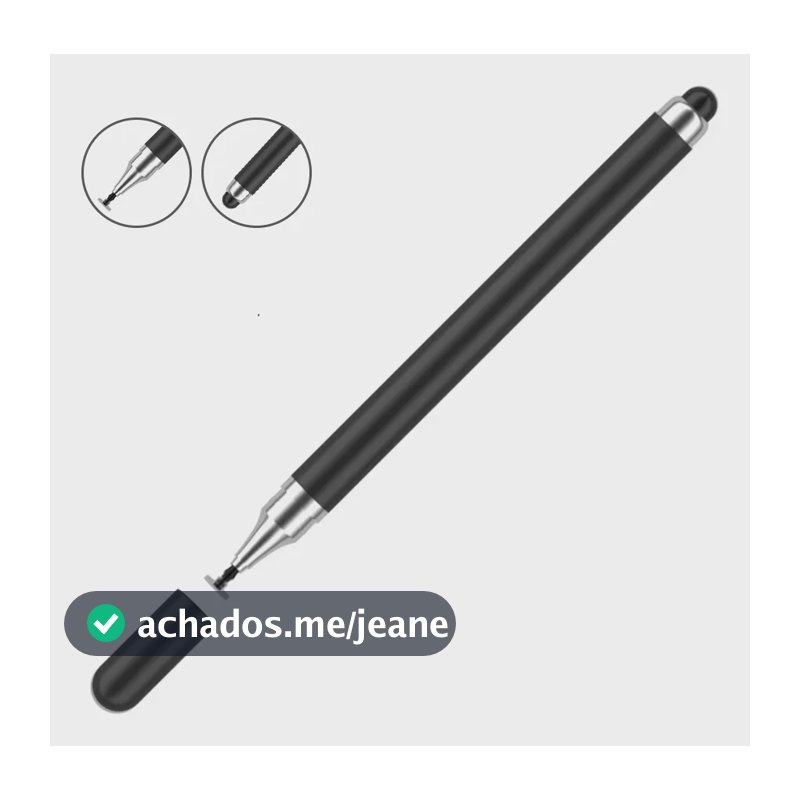 Caneta Touch Screen Stylus Universal 2 Em 1 Tablet Celular Preto