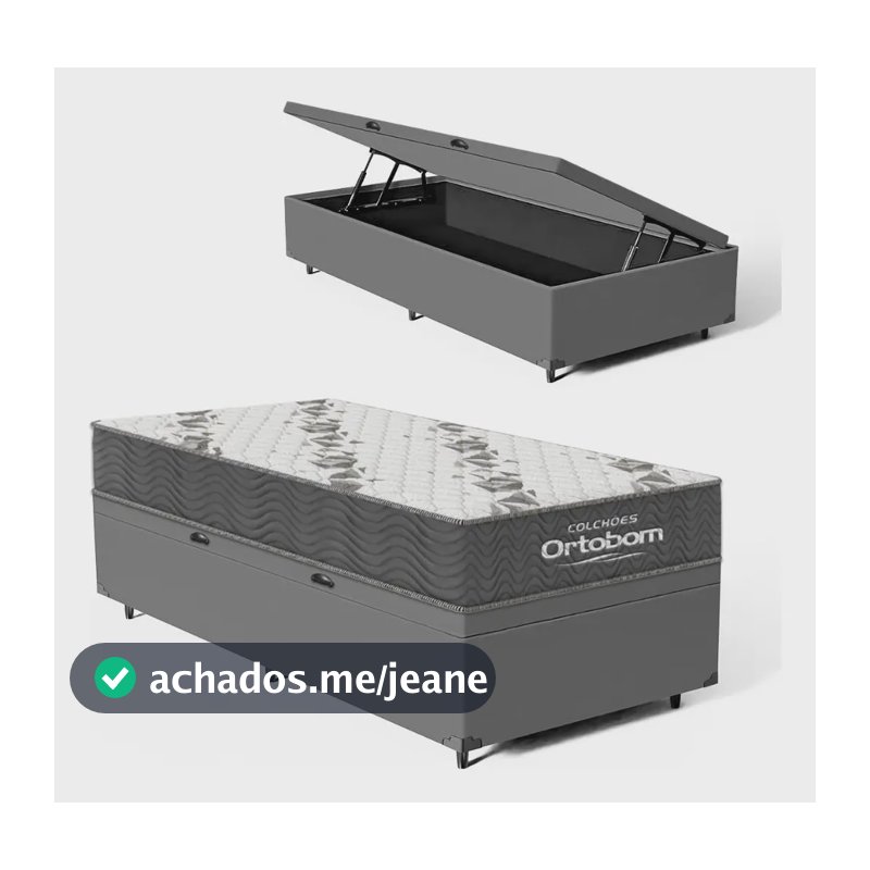 Cama Box Baú Solteiro Ortobom Com Colchão Espuma D33 Firme Cinza