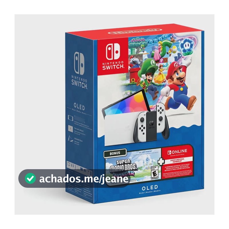 Console Nintendo Switch Oled + Super Mario Wonder + 3m Onlin Branco