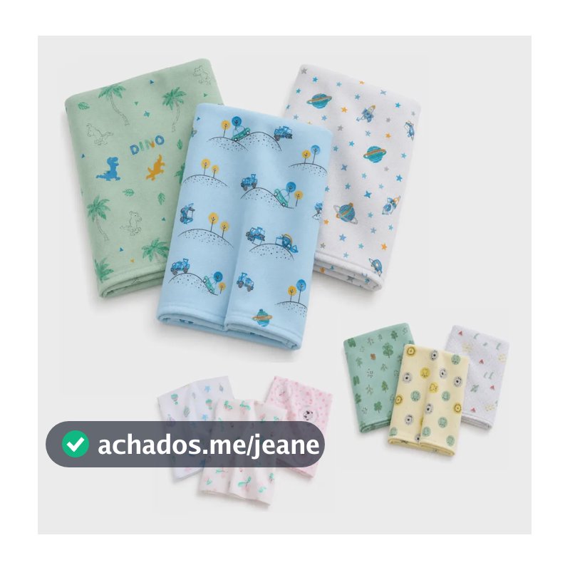 Kit 3 Cueiro Papi 100% Algodão Flanelado Manta Bebe Enxoval Menino Estampado