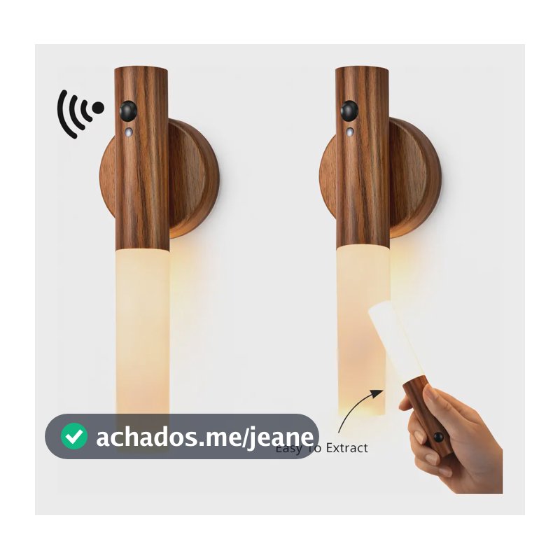 Kit 2 Luminária Luz Led Bastão Recarregável Sensor Presença 127v Marrom-escuro