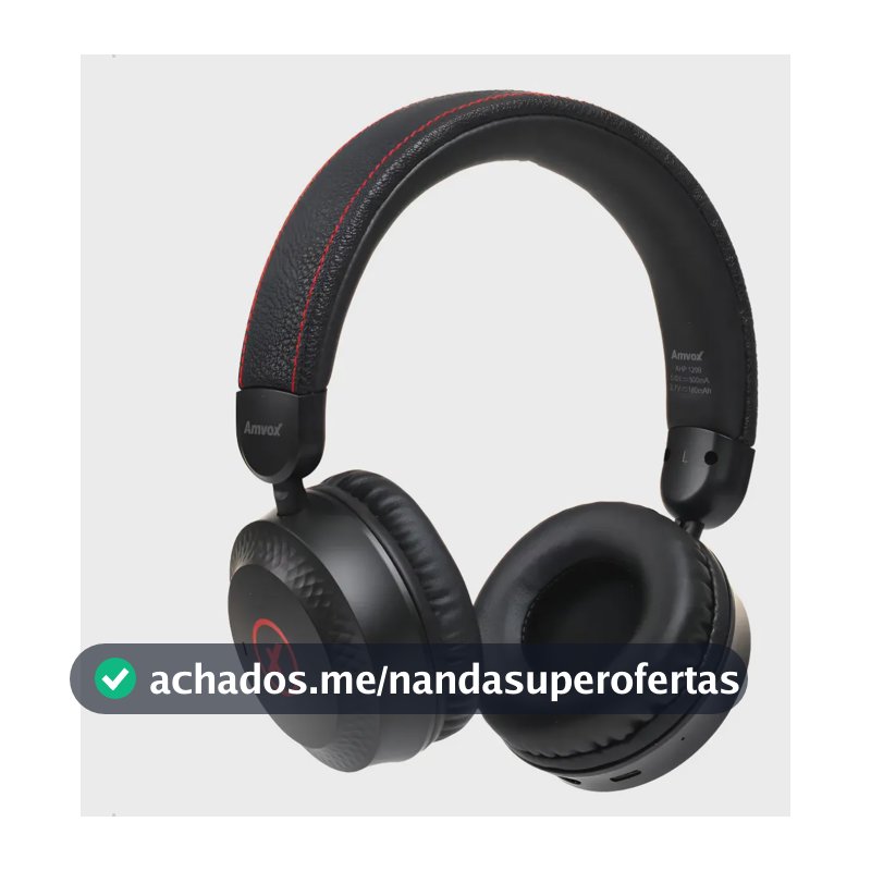 Fone De Ouvido Preto Sem Fio Bluetooth Alta Potência Amvox Preto