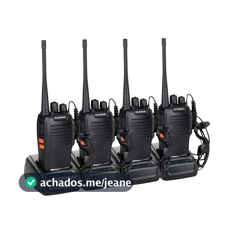 Kit 4 Radios Baofeng Comunicador Frequencia Profissional 16 Canais Cor Preto BF-777S