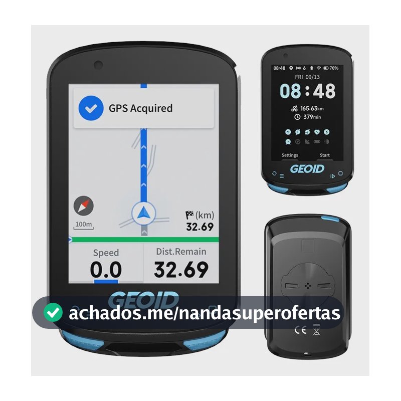 Ciclocomputador Geoid CC600 Colorido GPS Monitor Cardíaco 2,4" Preto