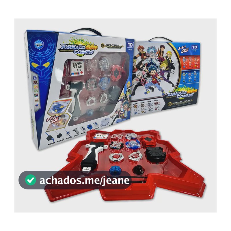Arena Beyblade Tornado Combat RT Imports 2 Beyblades 2 Lançadores 30cm