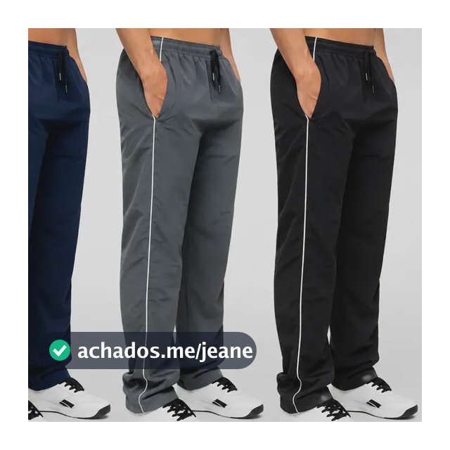 Kit 3 Calças Masculina Sport Academia Reta Básica Com Bolsos Preto Cinza Azul Marinho G