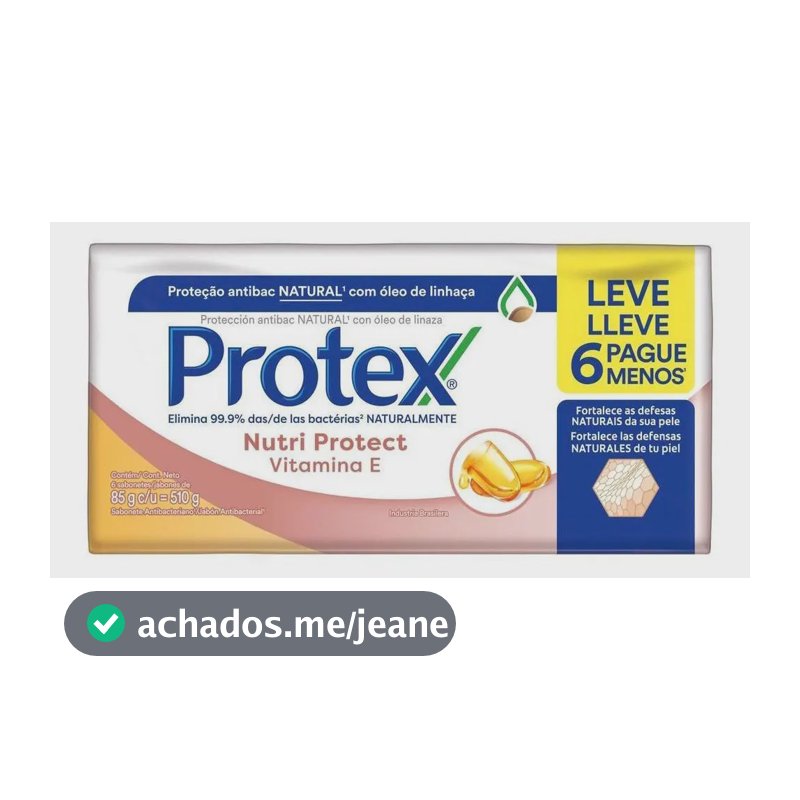 Sabonete Antibacteriano Protex em Barra Nutri Protect Vitamina E 6 Unidades 85g