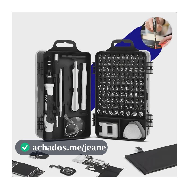 Kit Chave Precisão Profissional 115 Peças Magnético Manutenção Celular Notebook Jogo Compacta Multiuso iPhone Computador Vídeo Game Tablet Philips FendaTorx Y Nixzen
