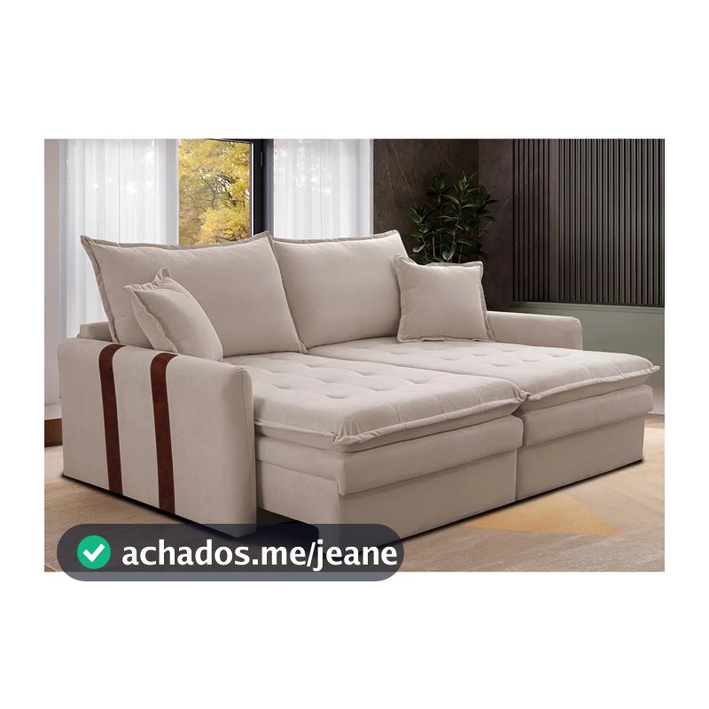 Sofá Sem Caixa Retrátil 1,80m Soft Bonnie Boucle Cama Inbox Cor Bege Claro