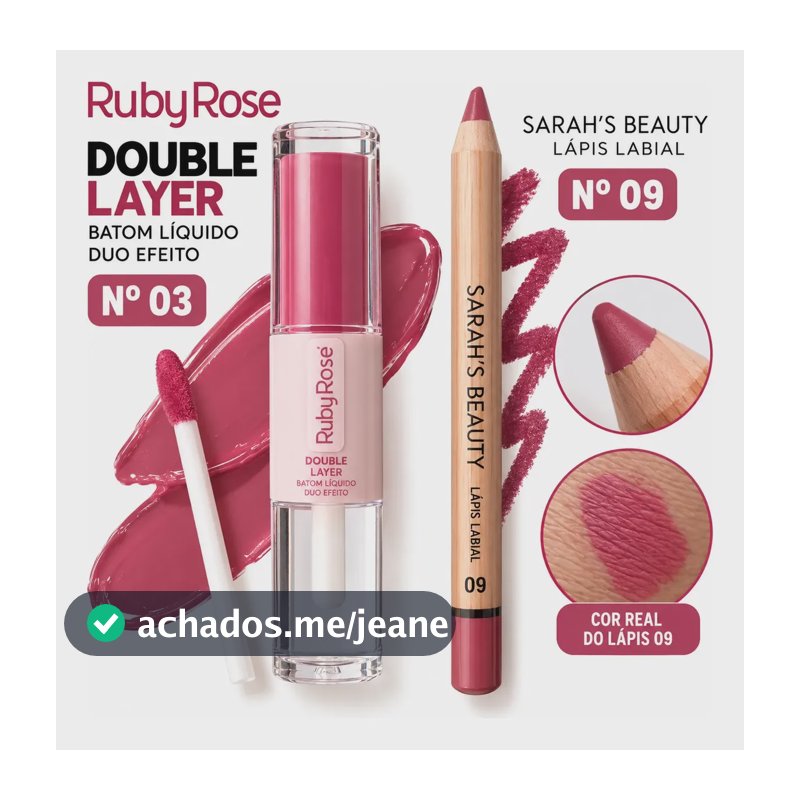 Batom Duo Matte Gloss  Ruby Rose Lápis Labial Sarah's Beauty Batom 3 Lápis Labial 09