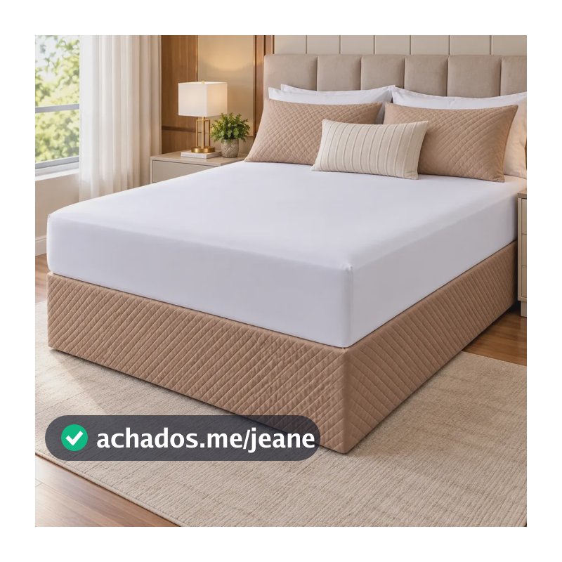 Saia Box Casal Matelada Protetor Base Cama Box 170 Fios Avelã